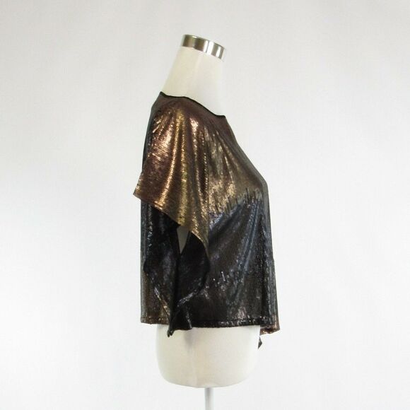 Light brown black VINCE CAMUTO sequin blouse XS - Picture 5 of 8